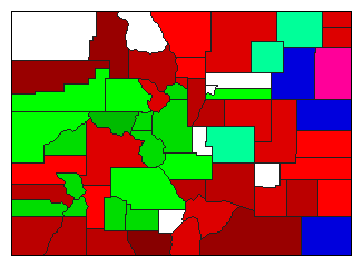 1896 Colorado County Map of General Election Results for Governor