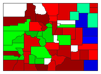 1896 Colorado County Map of General Election Results for Secretary of State