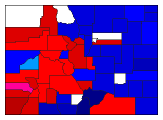 1902 Colorado County Map of General Election Results for Secretary of State