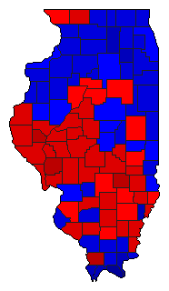 1908 Illinois County Map of General Election Results for Governor