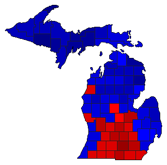 1908 Michigan County Map of General Election Results for Governor