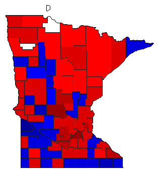 1908 Minnesota County Map of General Election Results for Governor