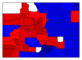 1908 Colorado County Map of General Election Results for Secretary of State