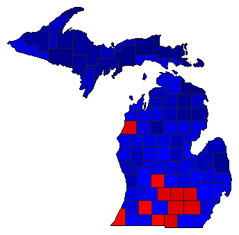 1910 Michigan County Map of General Election Results for Governor
