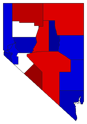 1910 Nevada County Map of Open Primary Election Results for Secretary of State