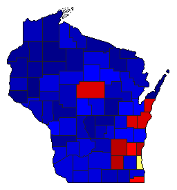 1910 Wisconsin County Map of General Election Results for Governor