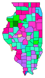 1912 Illinois County Map of Democratic Primary Election Results for Lt. Governor