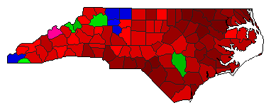 1912 North Carolina County Map of General Election Results for Governor