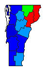 1912 Vermont County Map of General Election Results for Governor