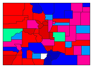 1912 Colorado County Map of General Election Results for Secretary of State