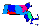 1913 Massachusetts County Map of General Election Results for State Treasurer