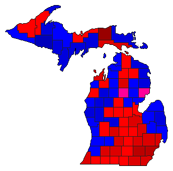 1914 Michigan County Map of General Election Results for Governor