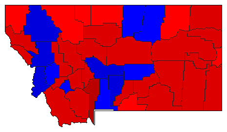 1916 Montana County Map of General Election Results for Governor