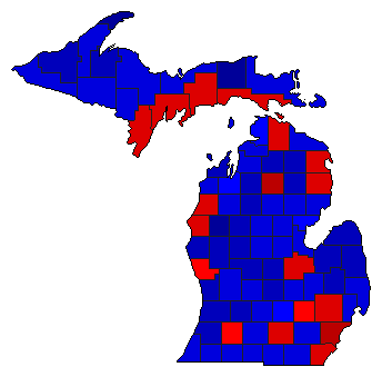 1918 Michigan County Map of General Election Results for Senator