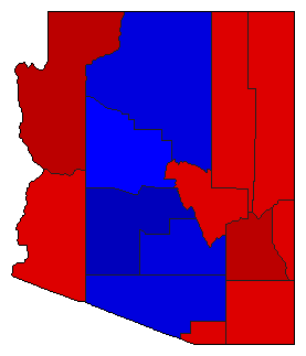1918 Arizona County Map of General Election Results for Governor