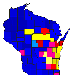 1918 Wisconsin County Map of Special Election Results for Senator