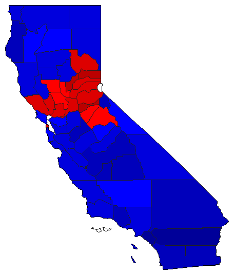 1918 California County Map of General Election Results for Lt. Governor