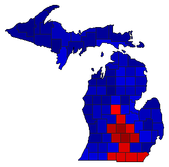 1922 Michigan County Map of General Election Results for Governor
