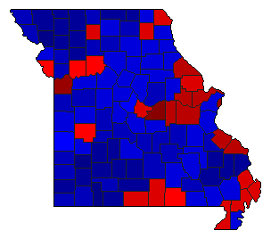 1922 Missouri County Map of Democratic Primary Election Results for Senator