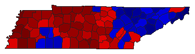1922 Tennessee County Map of General Election Results for Governor