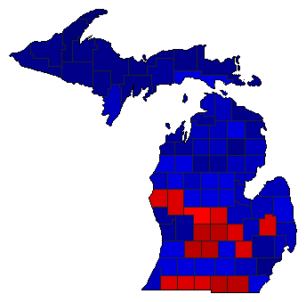 1924 Michigan County Map of General Election Results for Governor