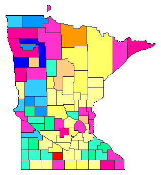 1924 Minnesota County Map of Open Primary Election Results for Lt. Governor