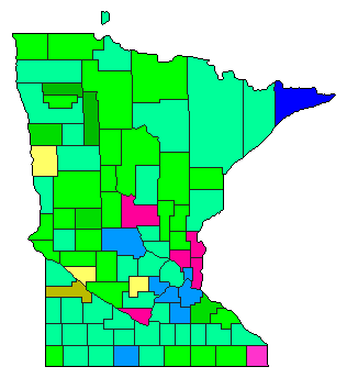 1924 Minnesota County Map of Open Primary Election Results for Secretary of State