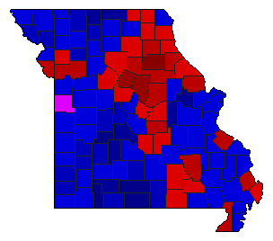 1928 Missouri County Map of General Election Results for Senator