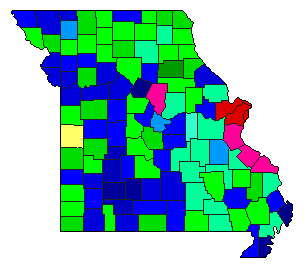 1928 Missouri County Map of Republican Primary Election Results for Senator