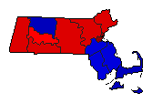1930 Massachusetts County Map of General Election Results for Senator