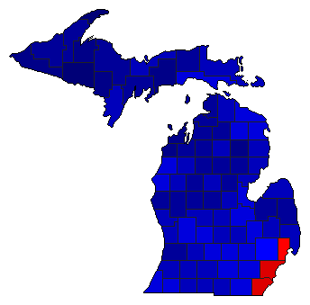1930 Michigan County Map of General Election Results for Governor