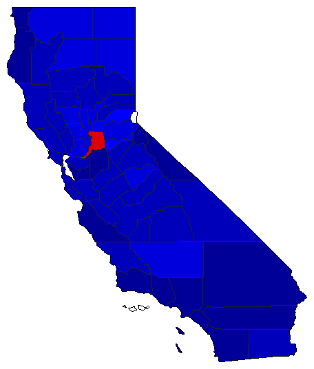 1930 California County Map of General Election Results for Lt. Governor