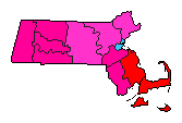 1932 Massachusetts County Map of Democratic Primary Election Results for Secretary of State