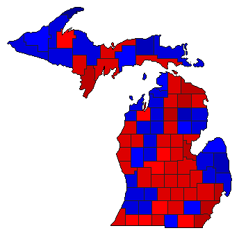 1932 Michigan County Map of General Election Results for Governor