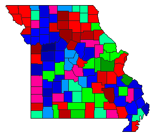 1932 Missouri County Map of Democratic Primary Election Results for Attorney General