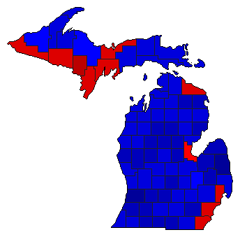 1934 Michigan County Map of General Election Results for Governor