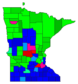 1934 Minnesota County Map of General Election Results for State Auditor