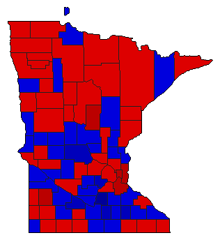 1934 Minnesota County Map of Democratic Primary Election Results for State Auditor