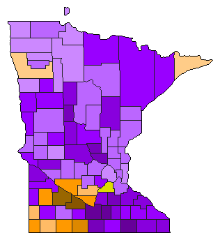 1934 Minnesota County Map of Democratic Primary Election Results for Governor