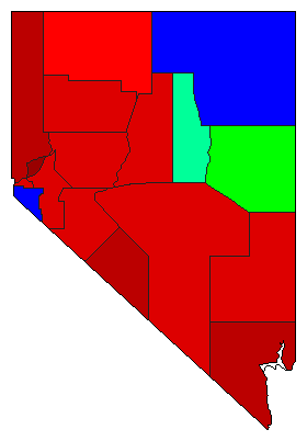 1934 Nevada County Map of General Election Results for Governor