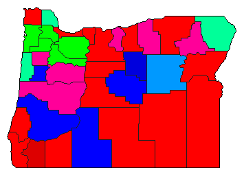 1934 Oregon County Map of General Election Results for Governor