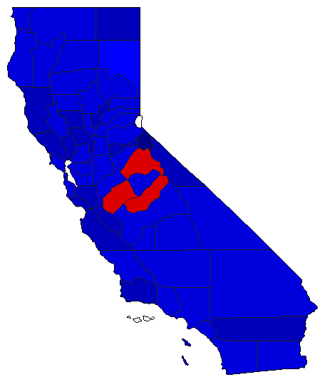 1934 California County Map of General Election Results for Lt. Governor