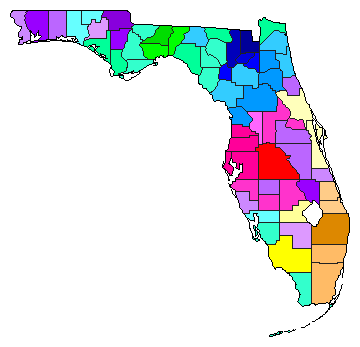 1936 Florida County Map of Democratic Primary Election Results for Governor