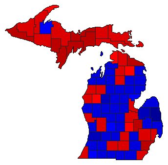 1936 Michigan County Map of General Election Results for Senator