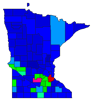 1936 Minnesota County Map of Democratic Primary Election Results for Secretary of State