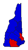 1936 New Hampshire County Map of General Election Results for Senator