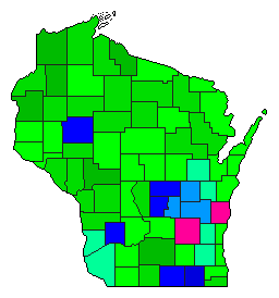 1936 Wisconsin County Map of General Election Results for Governor