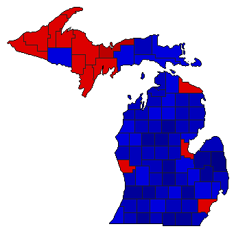 1938 Michigan County Map of General Election Results for Governor