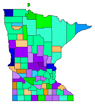 1938 Minnesota County Map of Democratic Primary Election Results for Governor