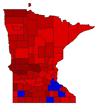 1938 Minnesota County Map of Democratic Primary Election Results for Lt. Governor